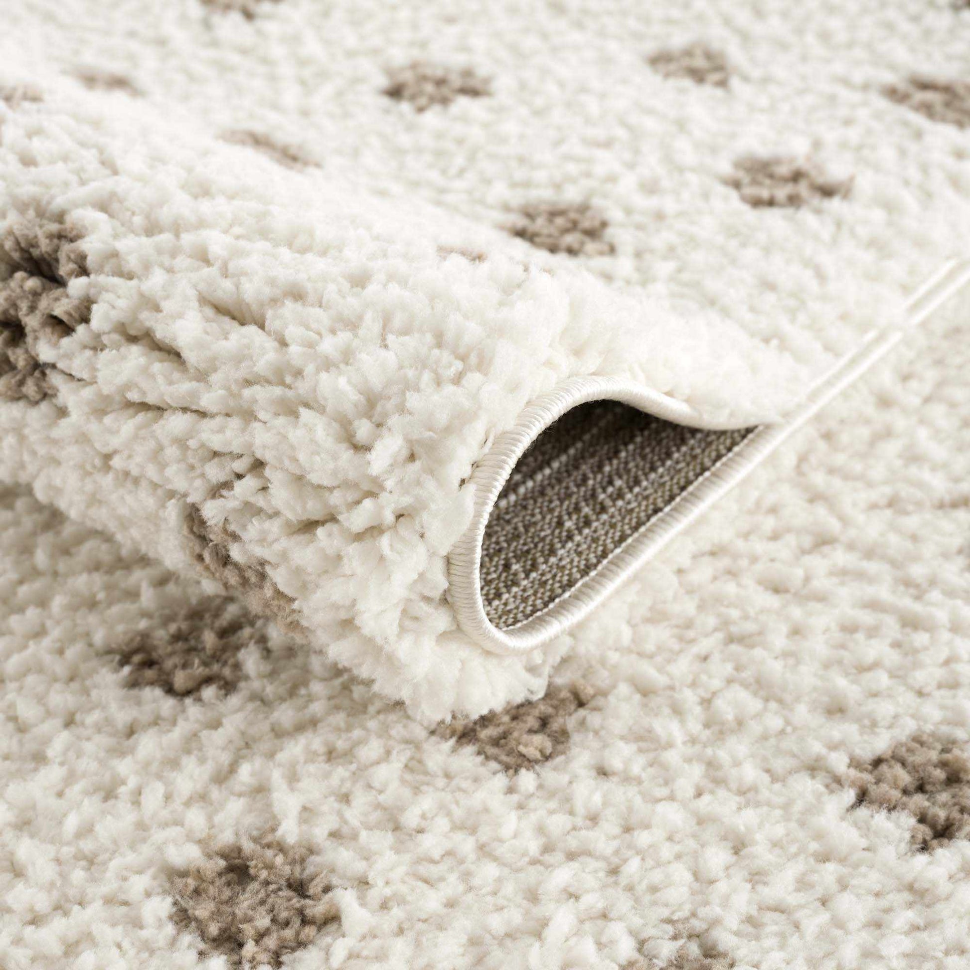 Chaia Dotted Cream & Brown Plush Rug-1