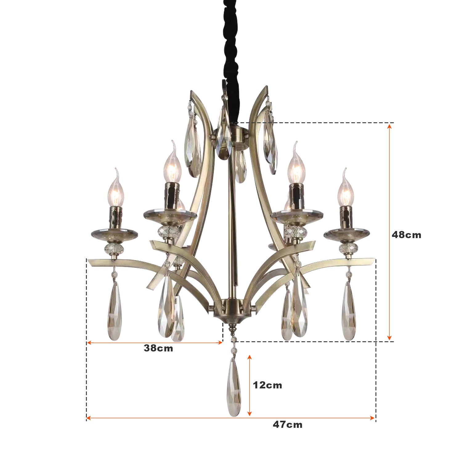 6 Light Crystal Outdoor Chandeliers Light Adjustable Candle Ceiling Pendant Fixture ~4619-4