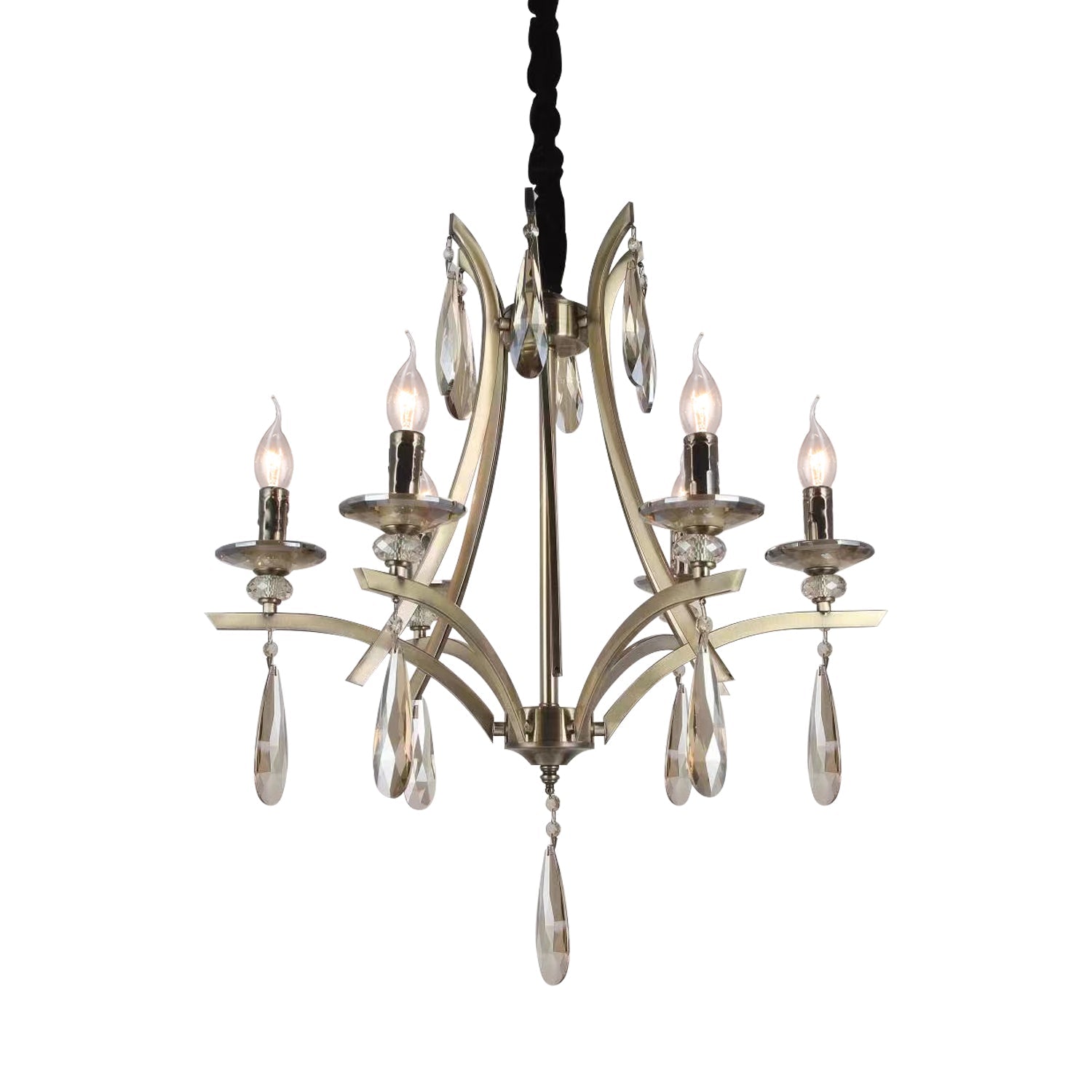 6 Light Crystal Outdoor Chandeliers Light Adjustable Candle Ceiling Pendant Fixture ~4619-2