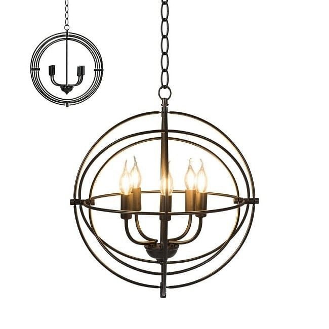 5 Light Brass Rustic Industrial Rotating Metal Chandelier-1