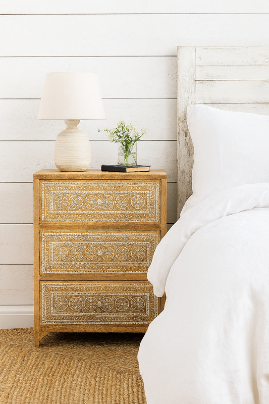 Carved Solid Mango Wood Sideboard 23.6"x13.8"x29.5"