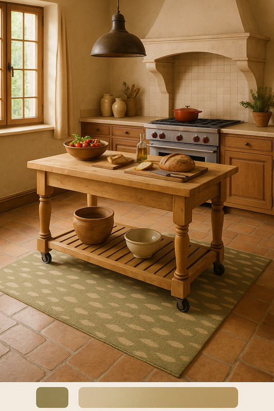 Olive Grove Wool Rug – Hand-Tufted Elegance in Earth & Linen Tones