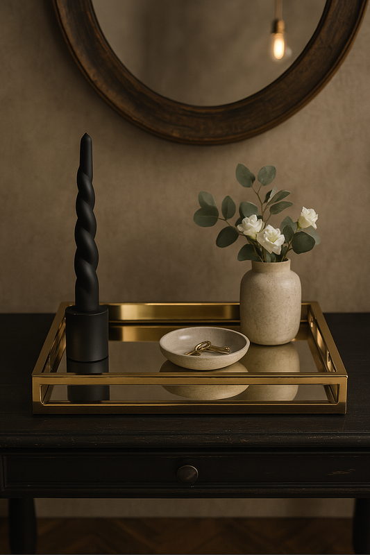Solara Gold Metal Tray – 14" Contemporary Elegance