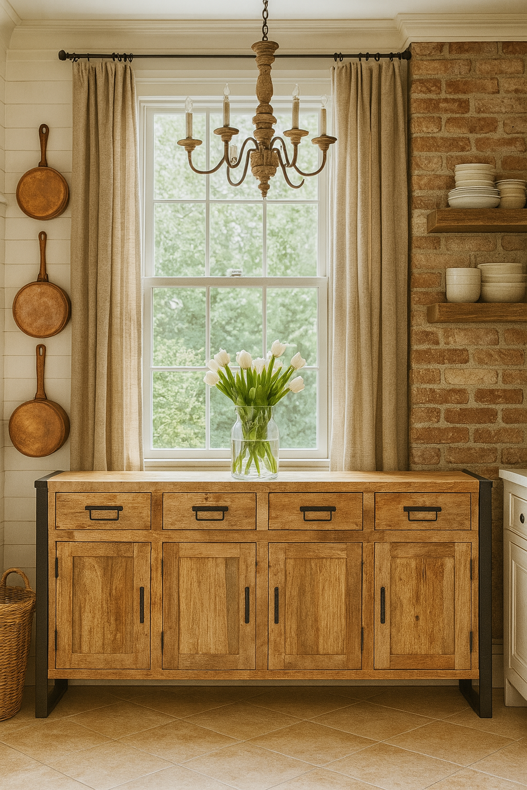 Rustic Luxe Solid Mango Wood Sideboard | 67.7" x 13.8" x 31.5"