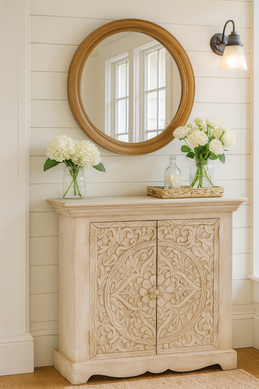 Rustic Luxe Solid Mango Wood Sideboard | 25.6" x 11.8" x 29.5"