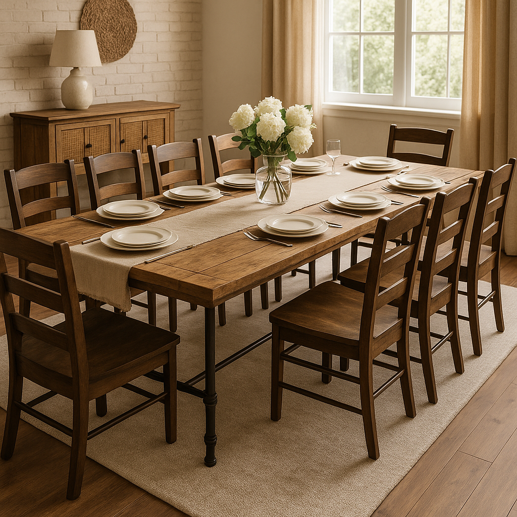 The Rowan Table – Reclaimed Mango Wood Dining Table in Industrial Style