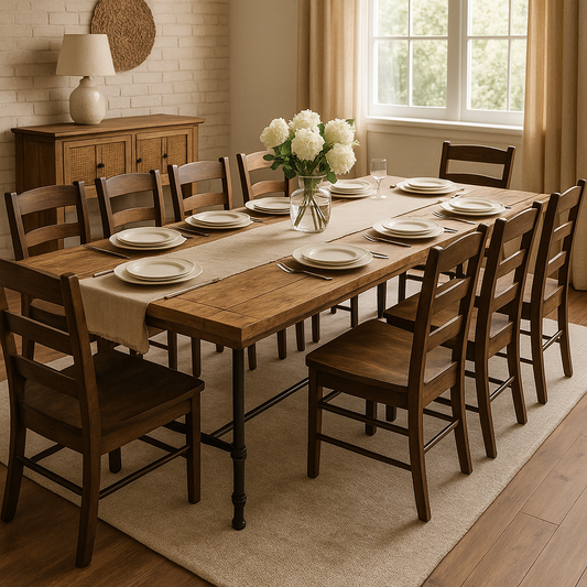 The Rowan Table – Reclaimed Mango Wood Dining Table in Industrial Style