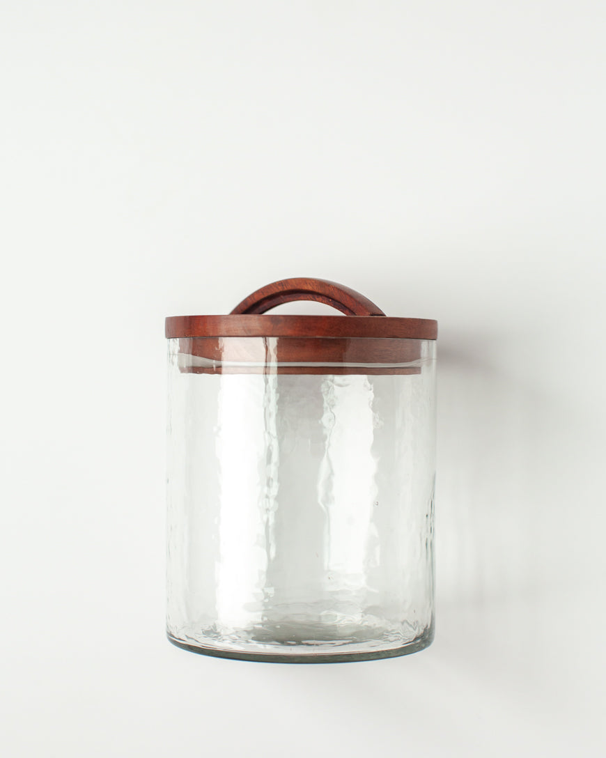 Hammered Glass Canisters with Wood Lid-9