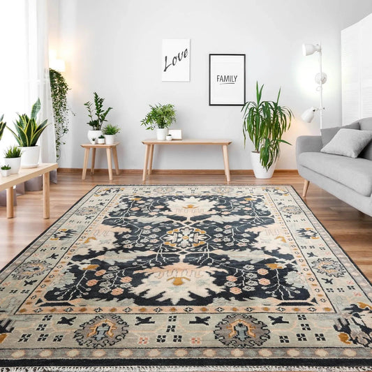 Multi Sizes Blue, Beige Hand Knotted Muted Turkish Oushak William Morris 100% Wool Arts and Craft Traditional Oriental Area Rug-0