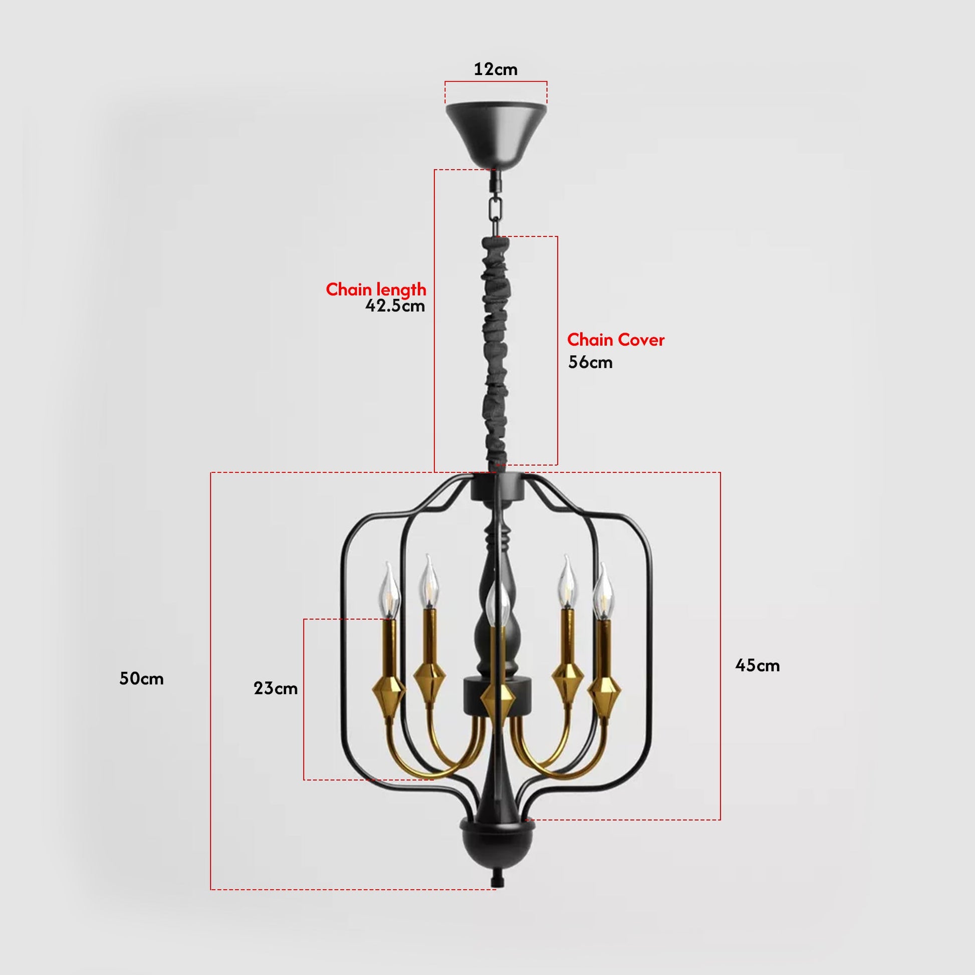 Gold 5 Light Candle Chandelier Ceiling Lamp ~5001-3