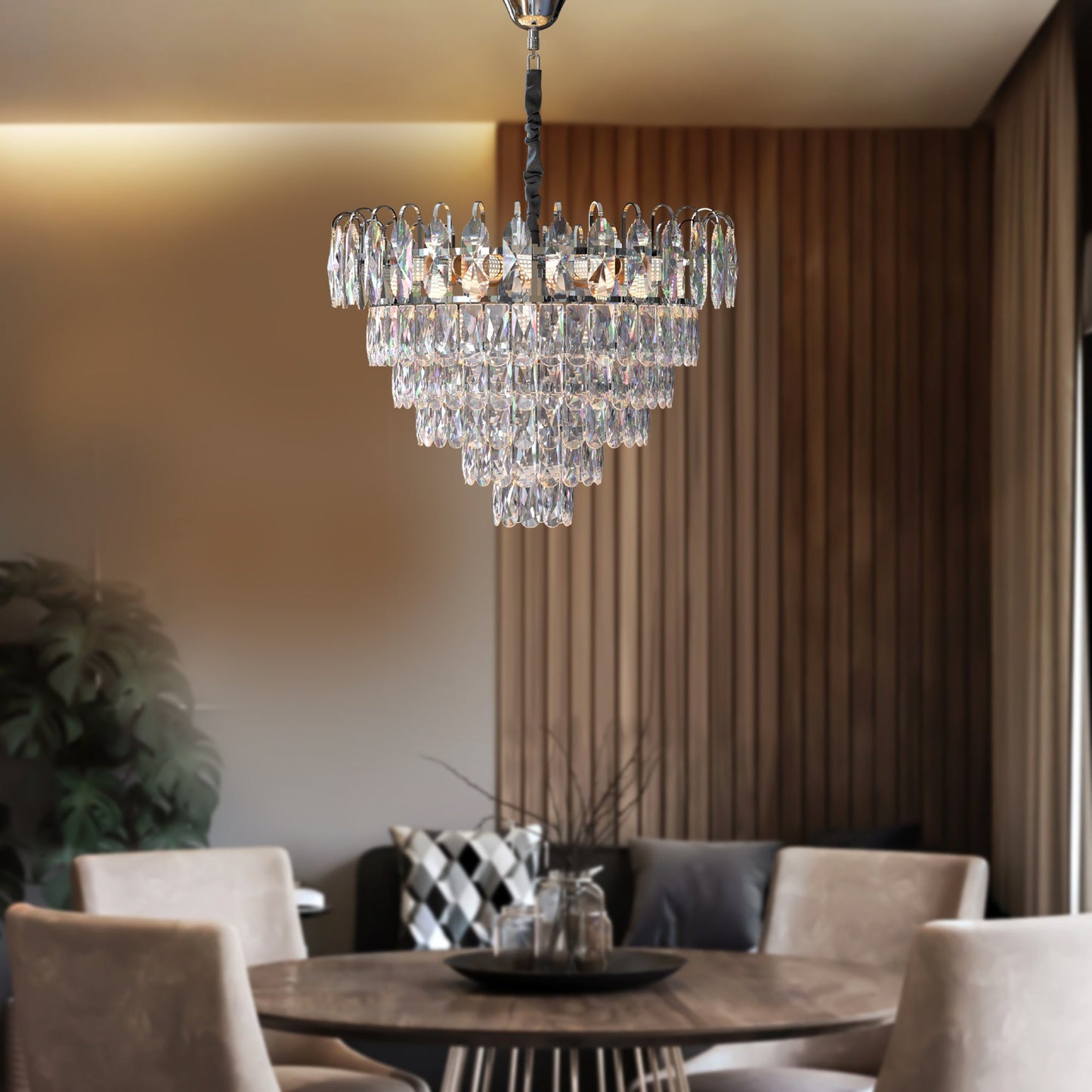 Modern Crystal Chandeliers Lighting with Crystal Droplets of chrome Hanging Lamp ~4801-2