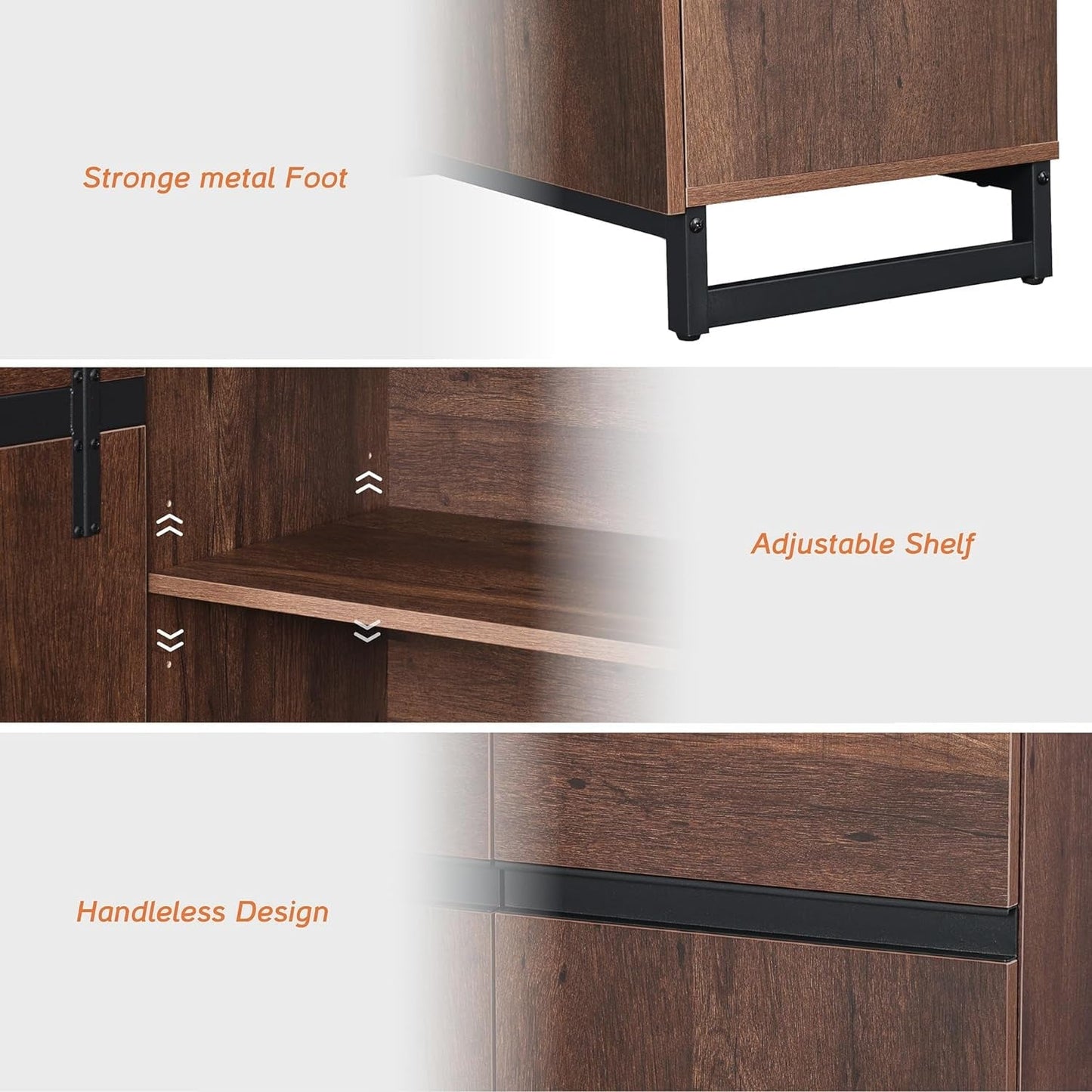Brown 3-in-1 Modern Sideboard Buffet Cabinet with Shelf-4