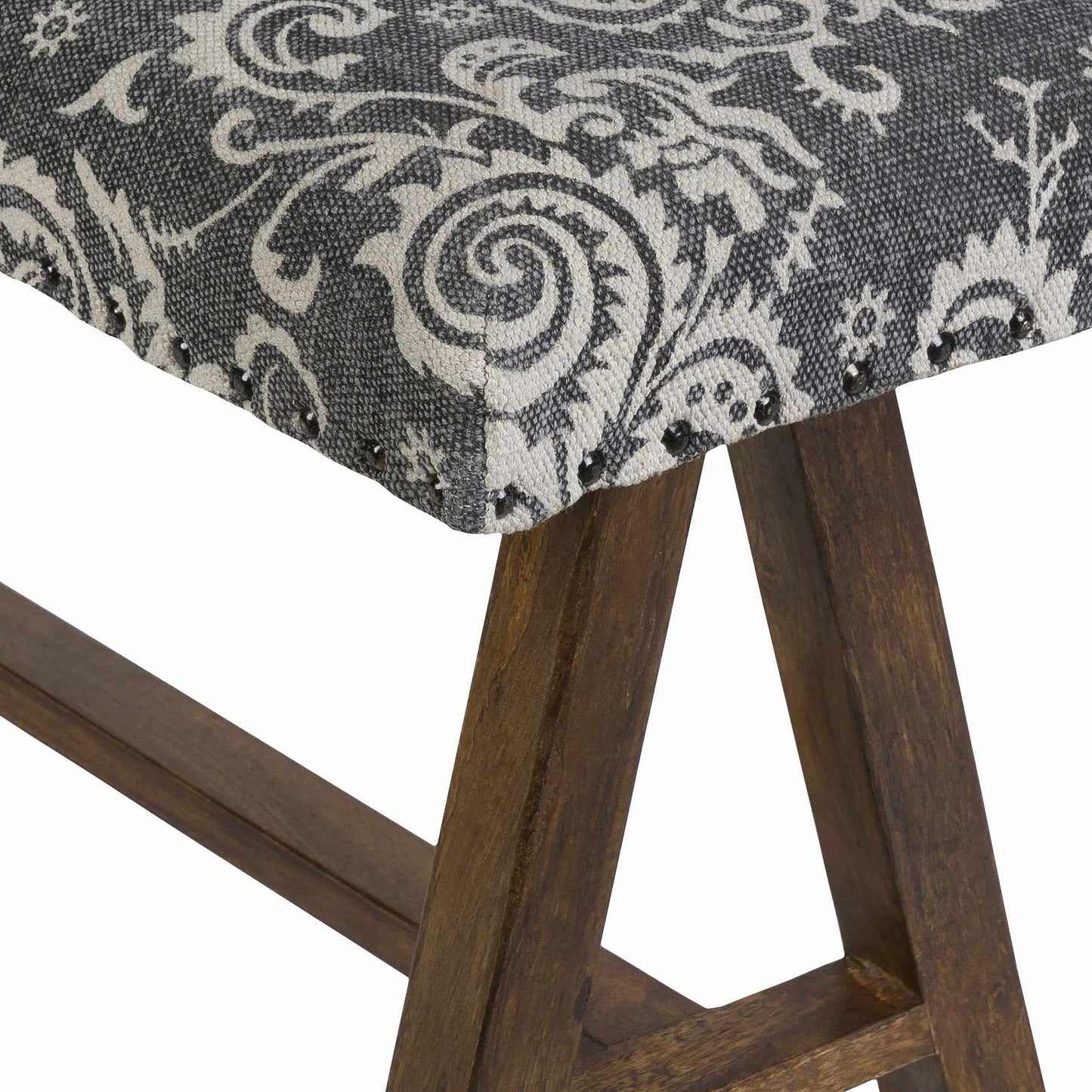 Bethpage Vintage Floral Mango Wood Bench-2
