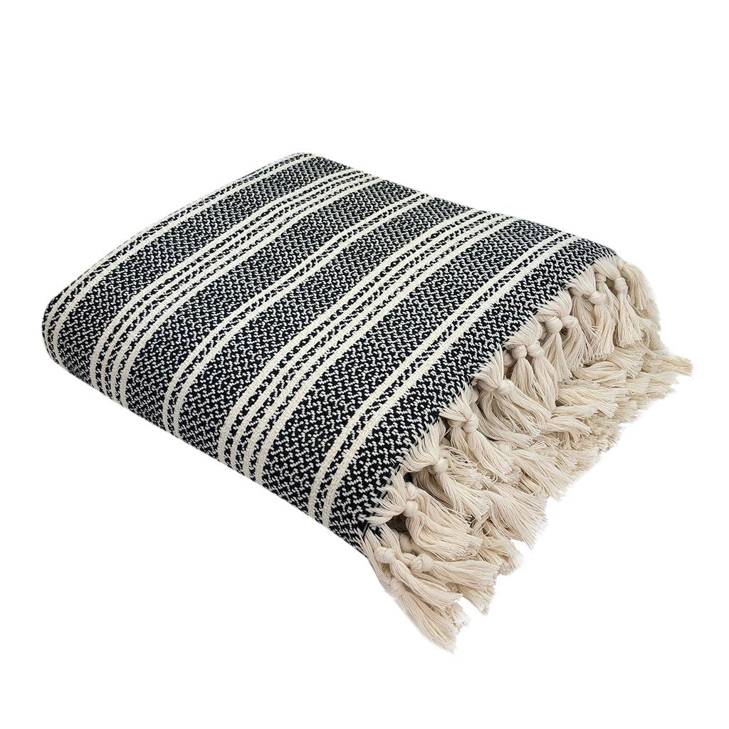 Chunky Woven Stripe Turkish Throw