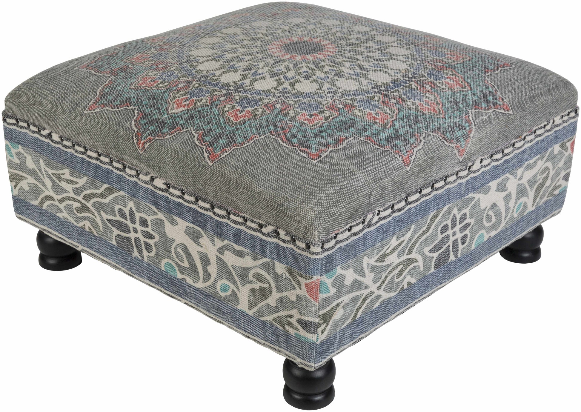 Chalfant Mango Wood Bohemian Ottoman Pouf-0
