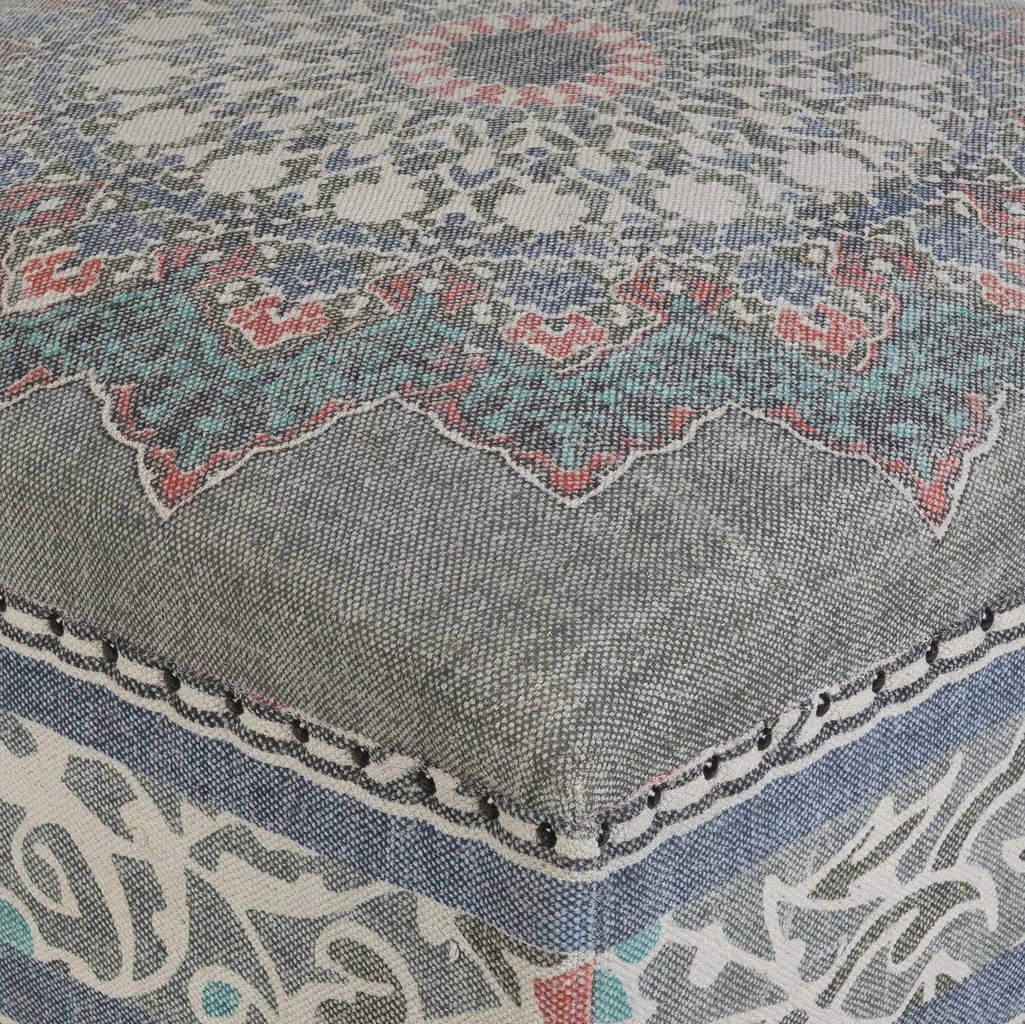 Chalfant Mango Wood Bohemian Ottoman Pouf-1