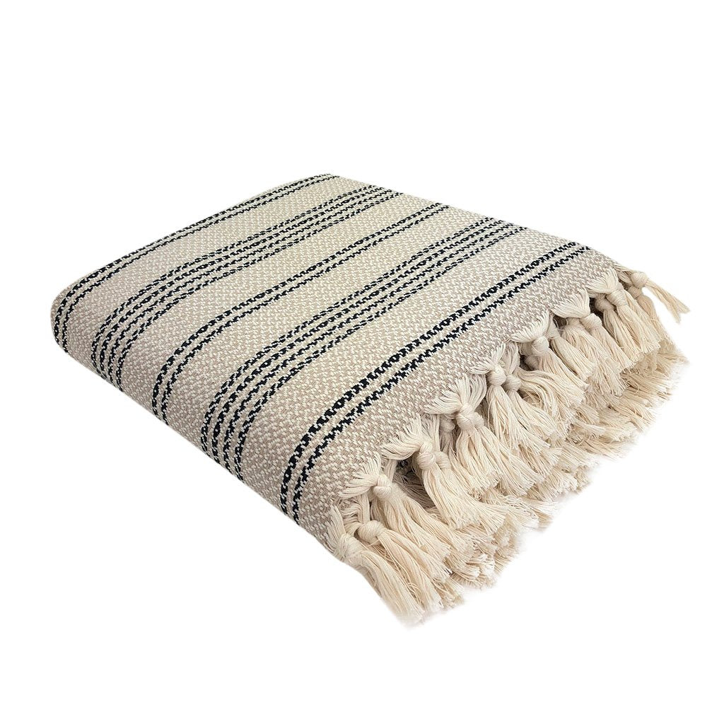 Chunky Woven Stripe Turkish Throw