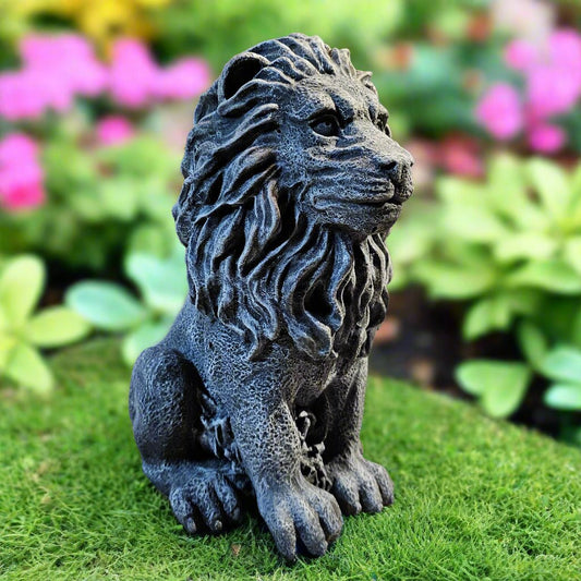 Regal Lion Garden Statue (12" x 7")-0