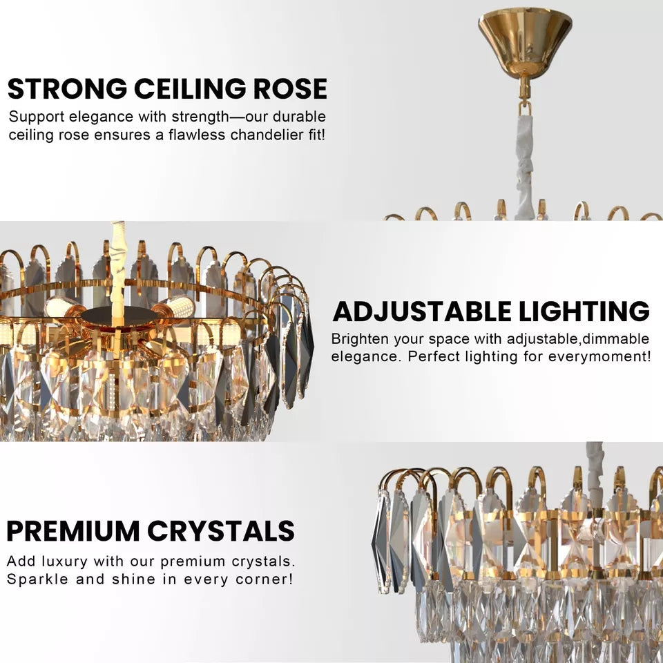 Modern Crystal Chandeliers Lighting with Crystal Droplets of chrome Hanging Lamp ~4801-4