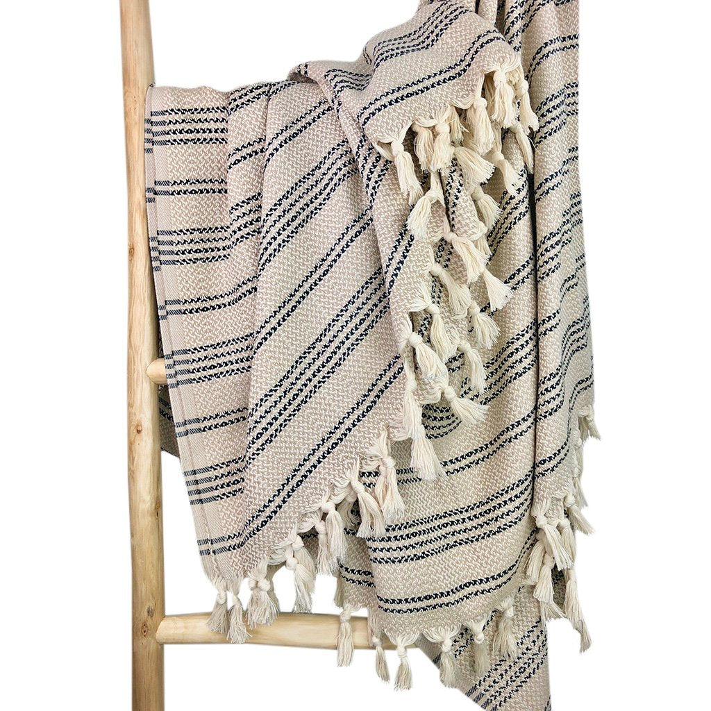 Chunky Woven Stripe Turkish Throw
